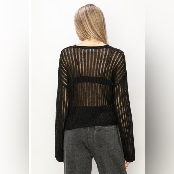 HYFVE Openwork Ribbed Long Sleeve Knit Top - Picture 2 of 3